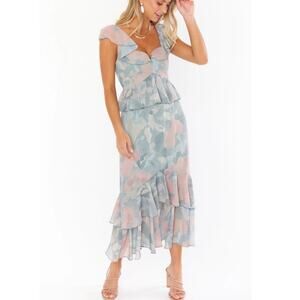Show Me Your Mumu Reese Ruffle Dress in Sage I Do Floral, NWT $198 XXS, Wedding